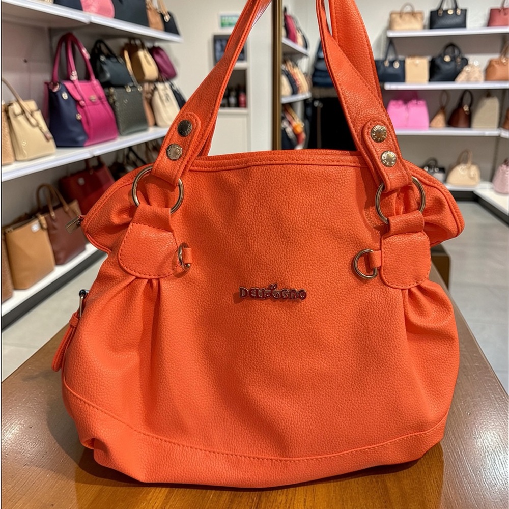 Vibrant Orange Textured Woman’s Handbag